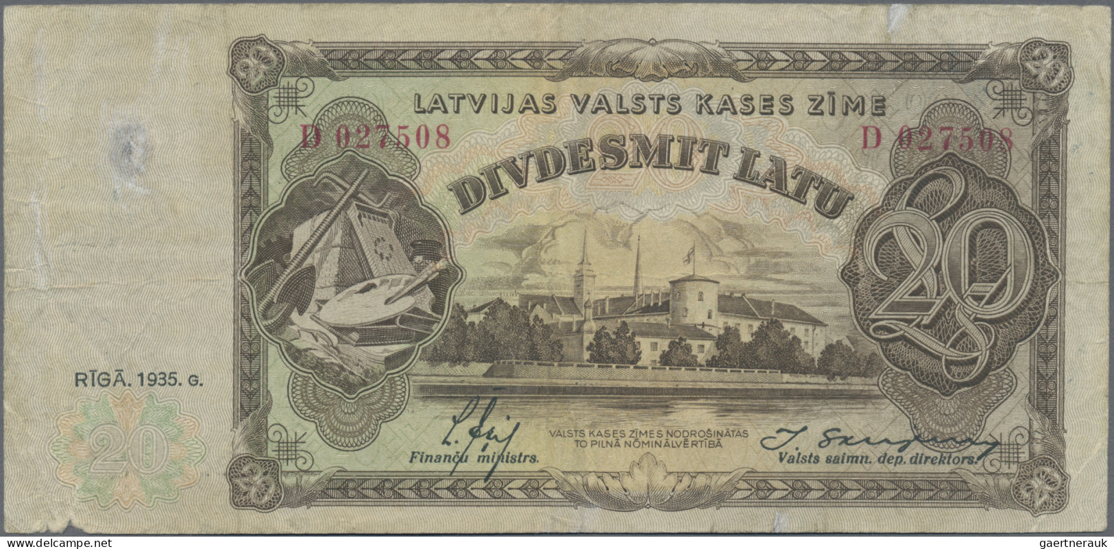 Latvia: Latvijas Valsts, Lot With 7 Banknotes, Series 1919-1935, With 5 And 10 R - Lettland