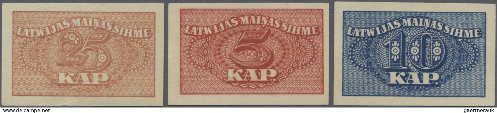 Latvia: Latvijas Valsts, lot with 7 banknotes, series 1919-1935, with 5 and 10 R