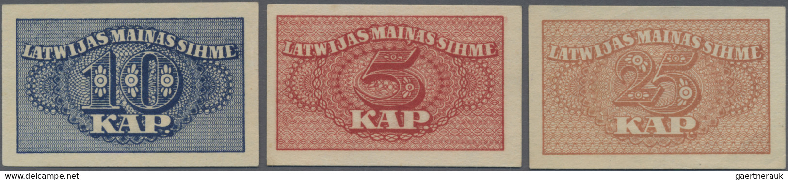 Latvia: Latvijas Valsts, lot with 7 banknotes, series 1919-1935, with 5 and 10 R