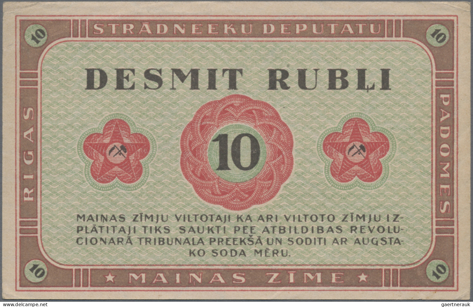 Latvia: Riga's Workers Deputies' Soviet, Set With 1, 3, 5 And 10 Rubli 1919, P.R - Letonia