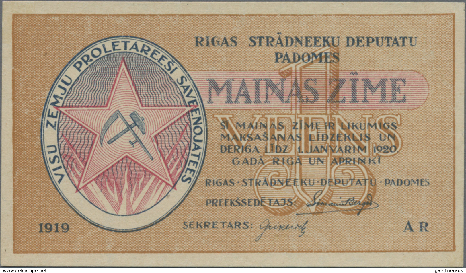 Latvia: Riga's Workers Deputies' Soviet, Set With 1, 3, 5 And 10 Rubli 1919, P.R - Lettland
