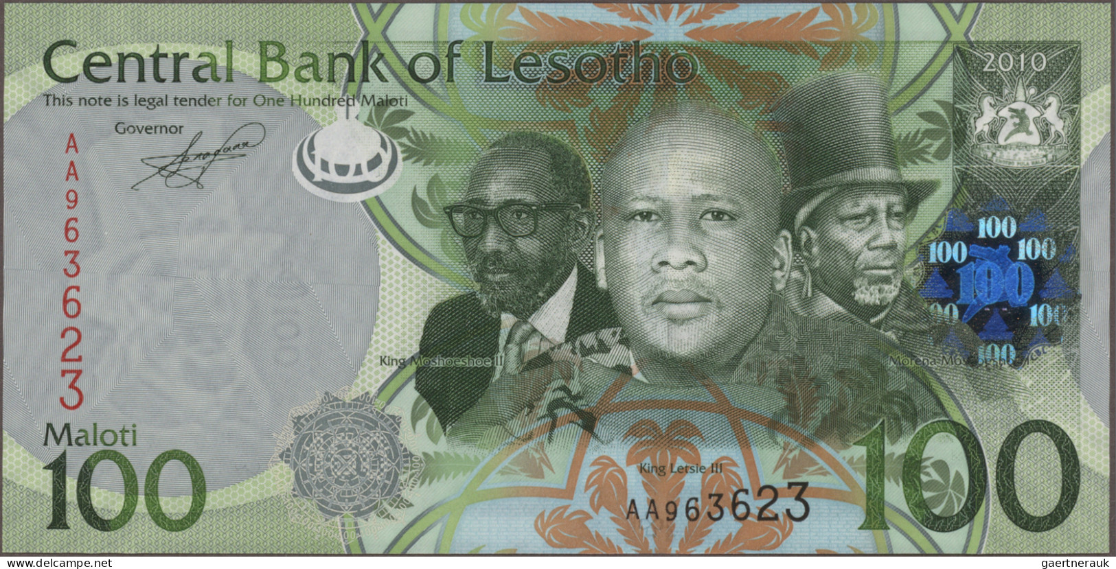 Lesotho: Central Bank Of Lesotho, Huge Lot With 17 Banknotes, Series 1994-2010, - Lesoto