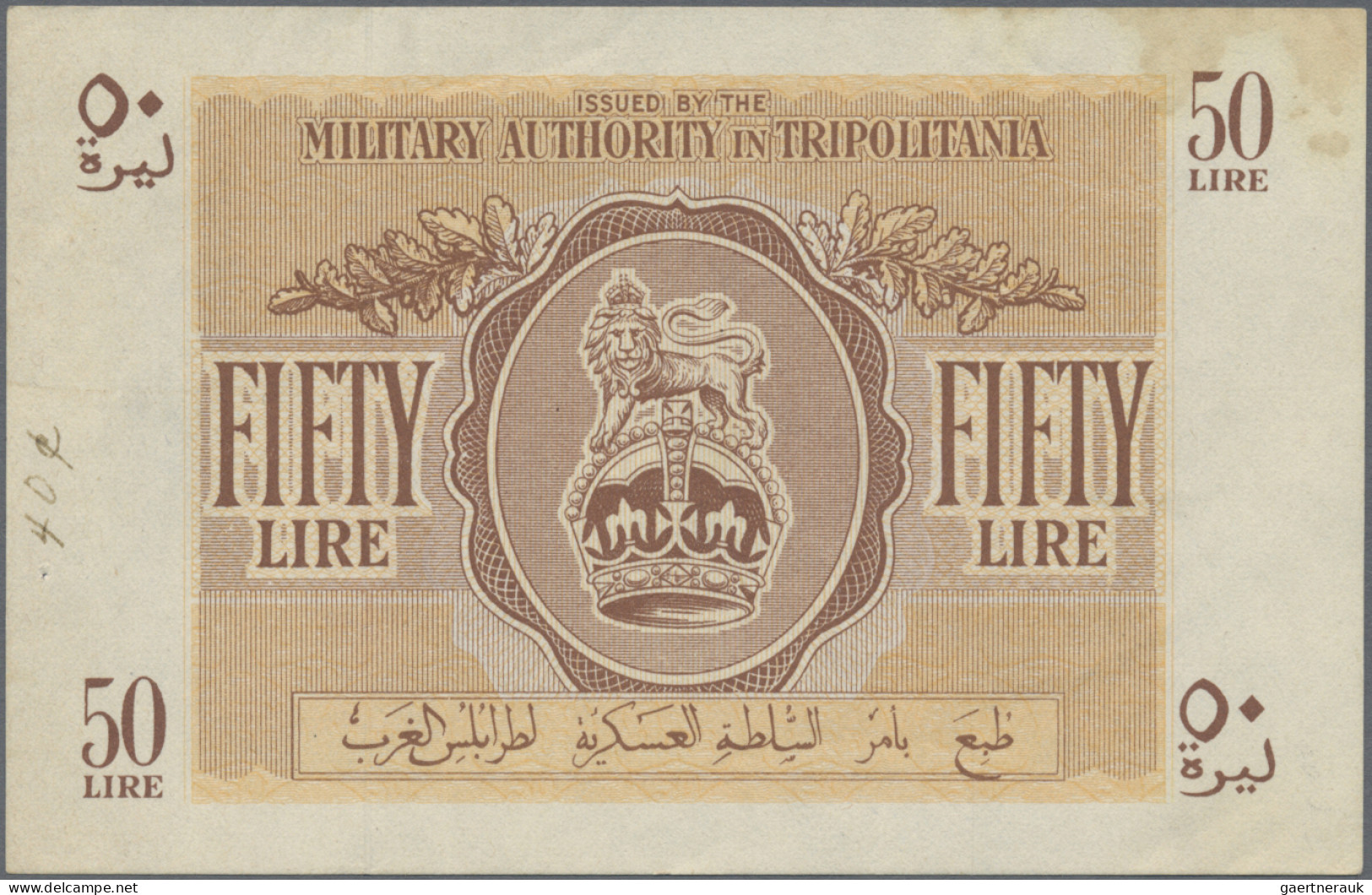 Libya: Military Authority in Tripolitania, set with 4 banknotes, series ND(1943)