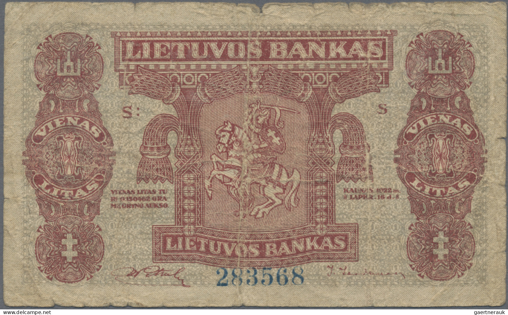 Lithuania: Lietuvos Bankas, Very Nice Set With 5 Banknotes, 1922 Series, With 1 - Litauen