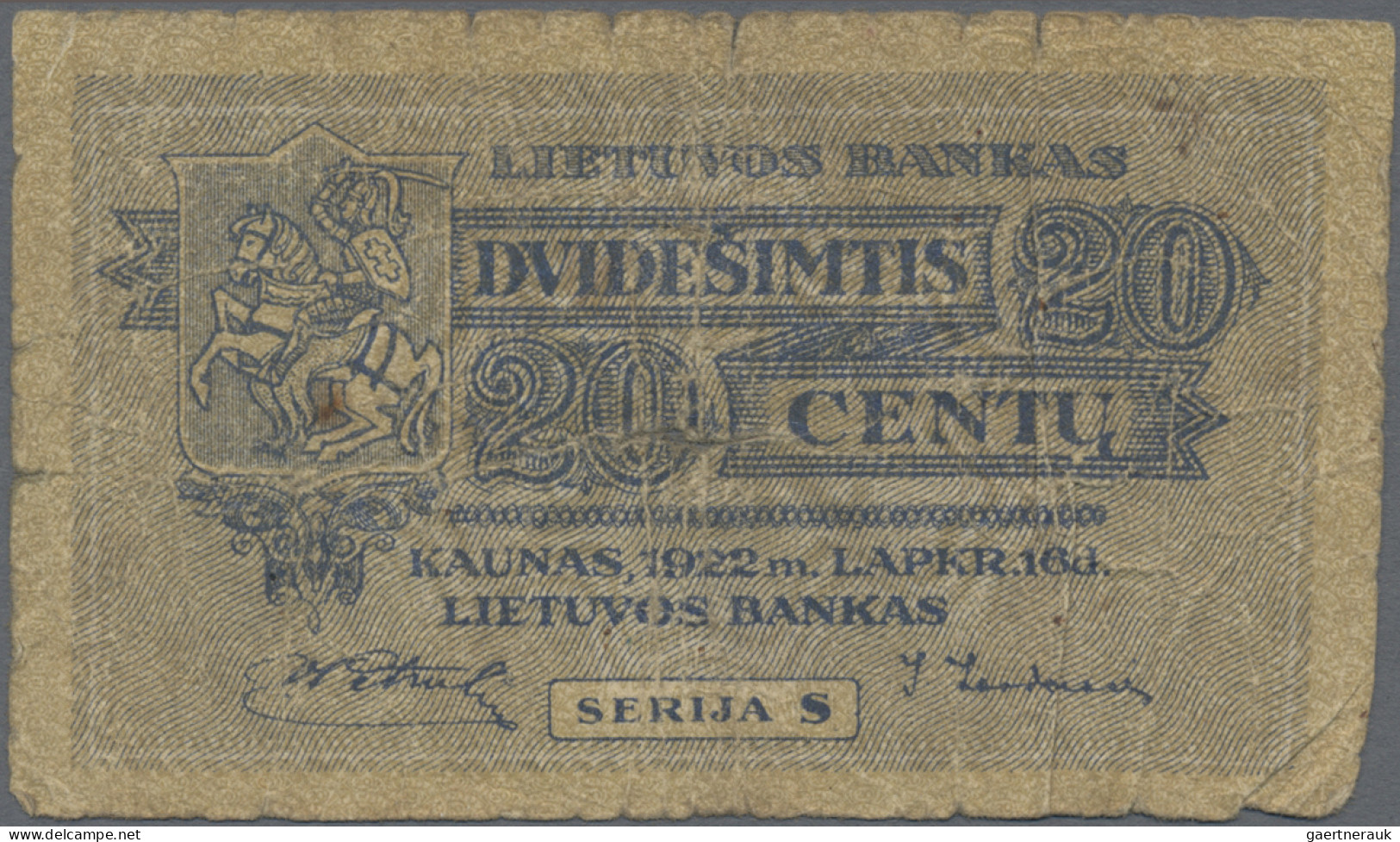 Lithuania: Lietuvos Bankas, Very Nice Set With 5 Banknotes, 1922 Series, With 1 - Litouwen