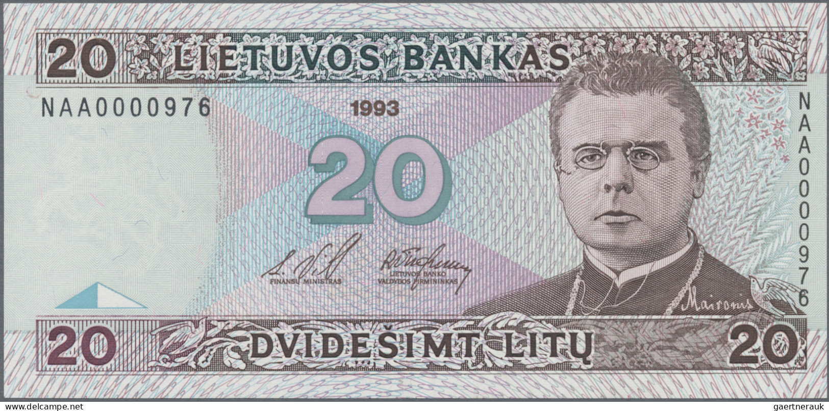 Lithuania: Lietuvos Bankas, Set With 5 Banknotes, Series 1993-1997, With 1, 2, 5 - Lituanie