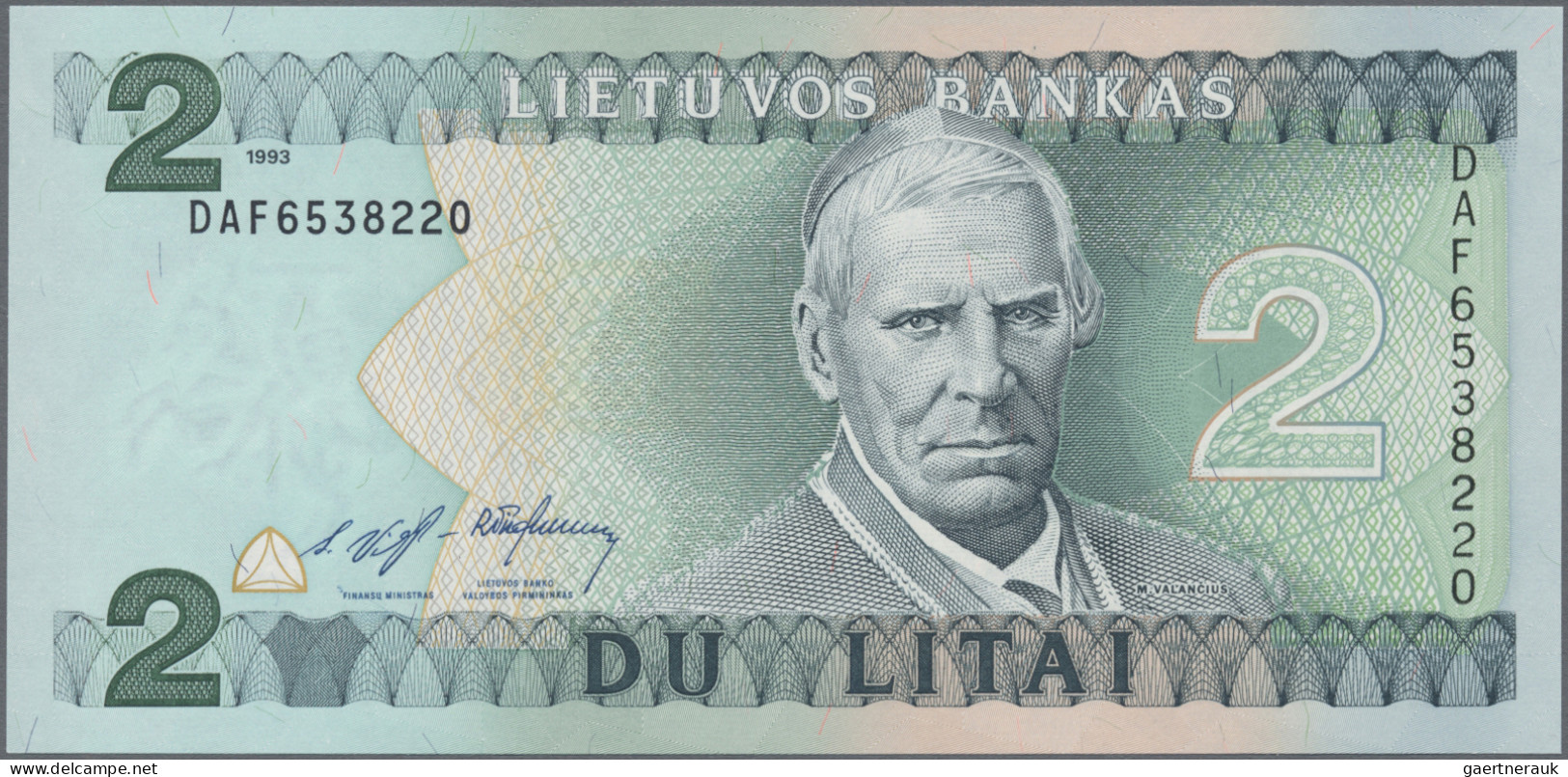 Lithuania: Lietuvos Bankas, set with 5 banknotes, series 1993-1997, with 1, 2, 5