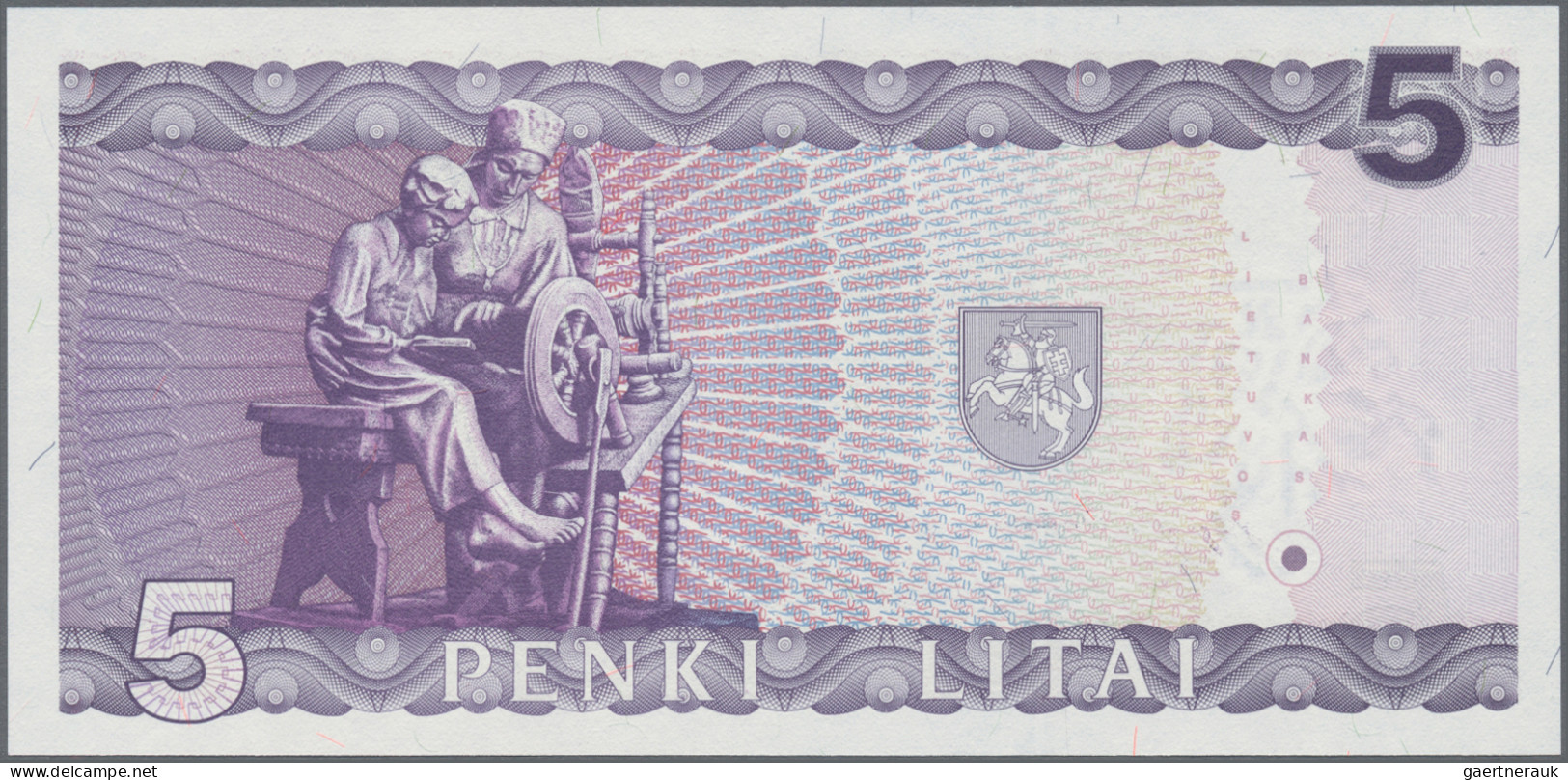 Lithuania: Lietuvos Bankas, set with 5 banknotes, series 1993-1997, with 1, 2, 5