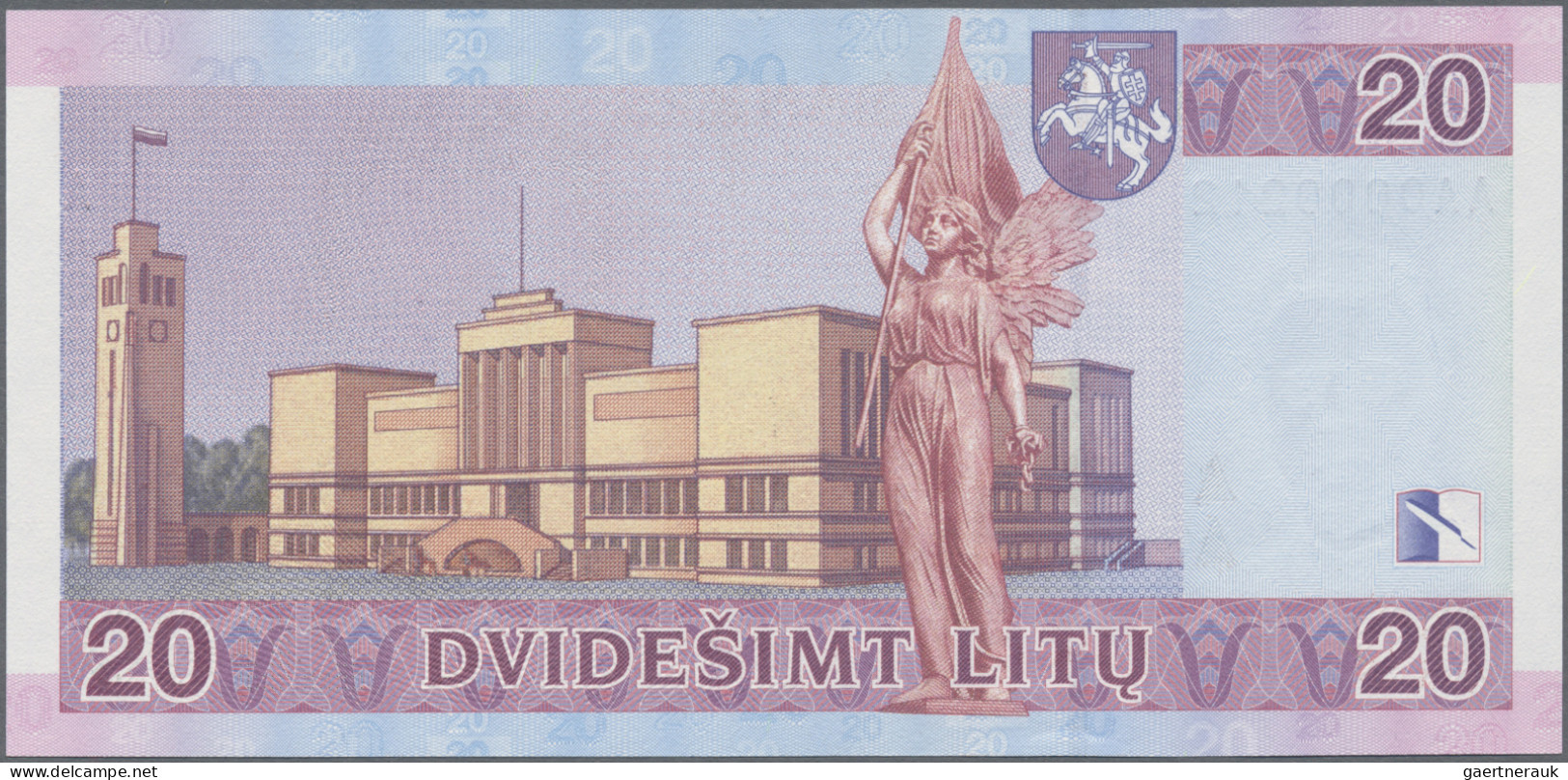 Lithuania: Lietuvos Bankas, Lot With 3 Banknotes, Comprising 10 Litu 2001 (P.65, - Lithuania