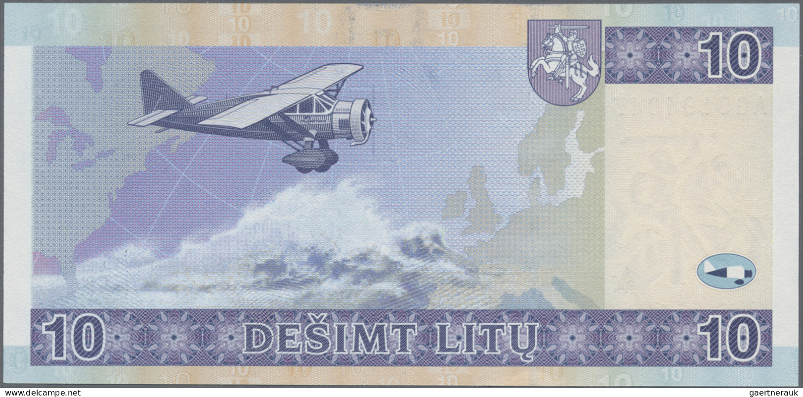 Lithuania: Lietuvos Bankas, Lot With 3 Banknotes, Comprising 10 Litu 2001 (P.65, - Lithuania