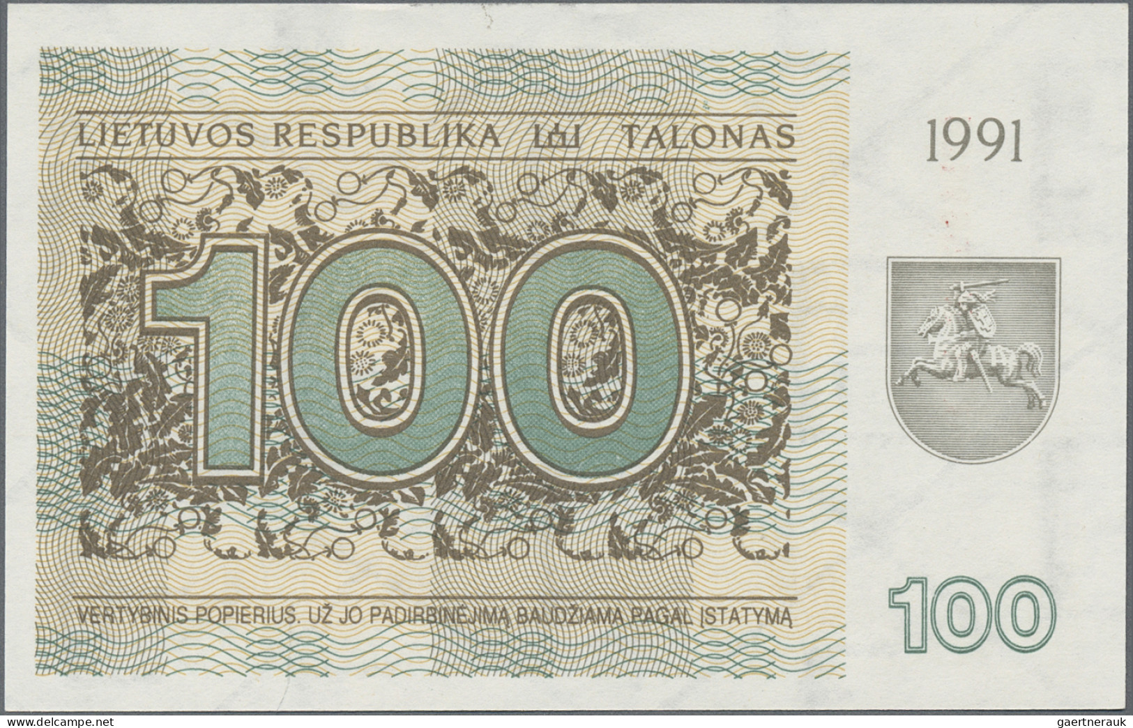 Lithuania: Lietuvos Respublika, Huge Lot With 20 Banknotes, Series 1991-1993, Wi - Lithuania