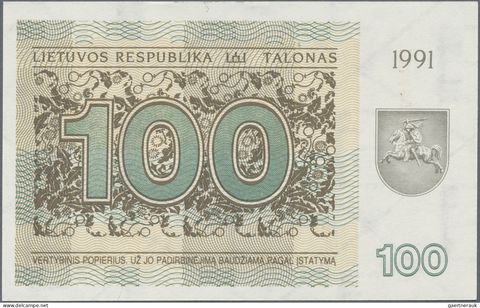 Lithuania: Lietuvos Respublika, Huge Lot With 20 Banknotes, Series 1991-1993, Wi - Litauen