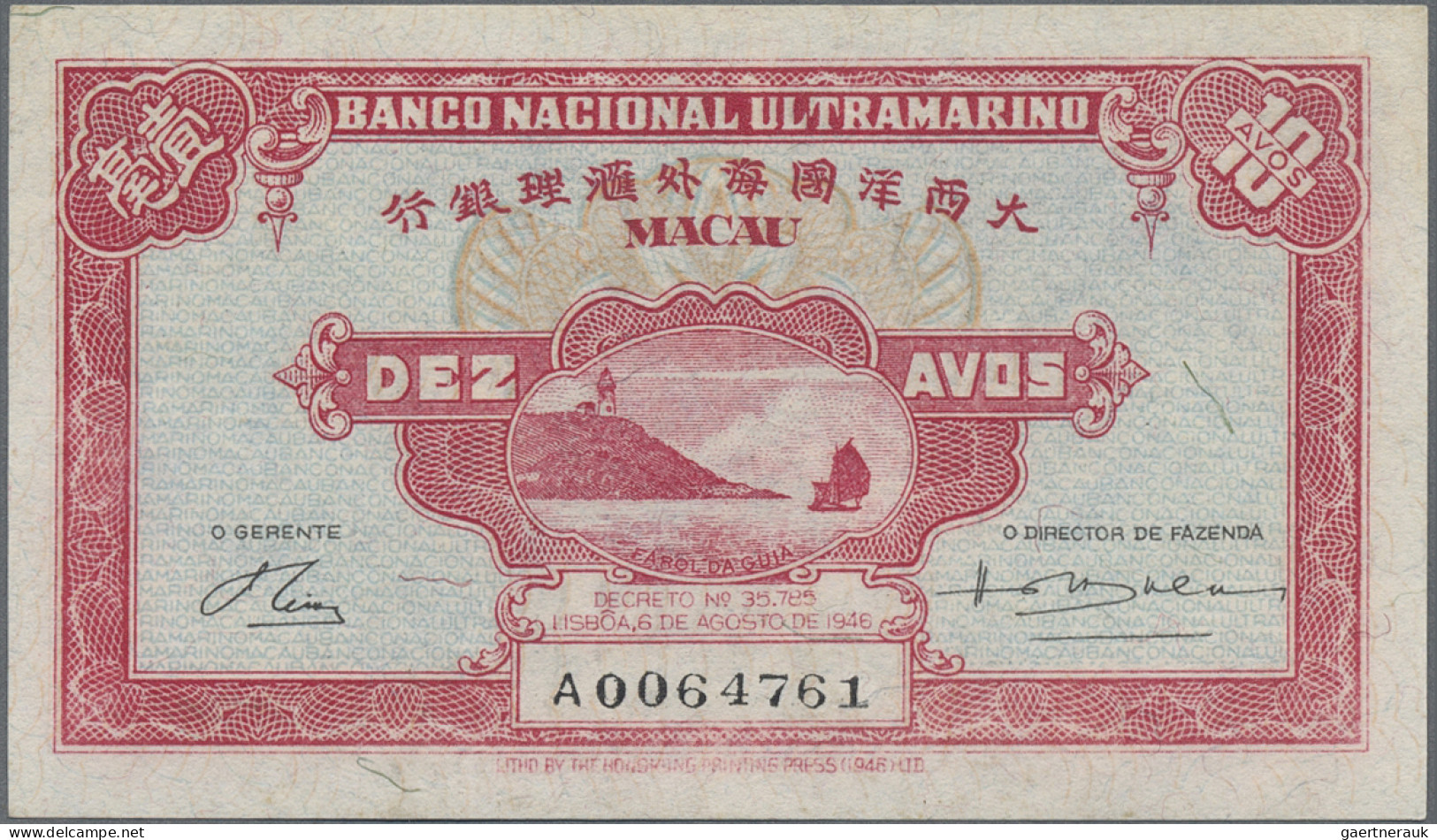 Macao: Banco Nacional Ultramarino, Huge Lot With 15 Banknotes, Series 1944-2006, - Macao