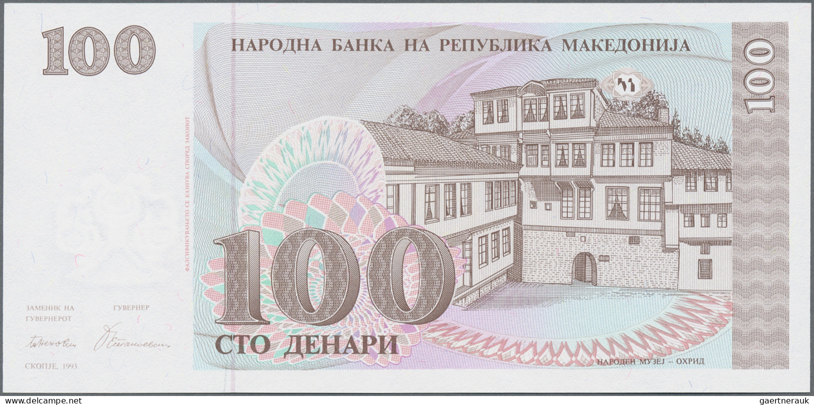 Macedonia: National Bank Of Macedonia, Huge Lot With 18 Banknotes, Series 1992-2 - Macédoine Du Nord