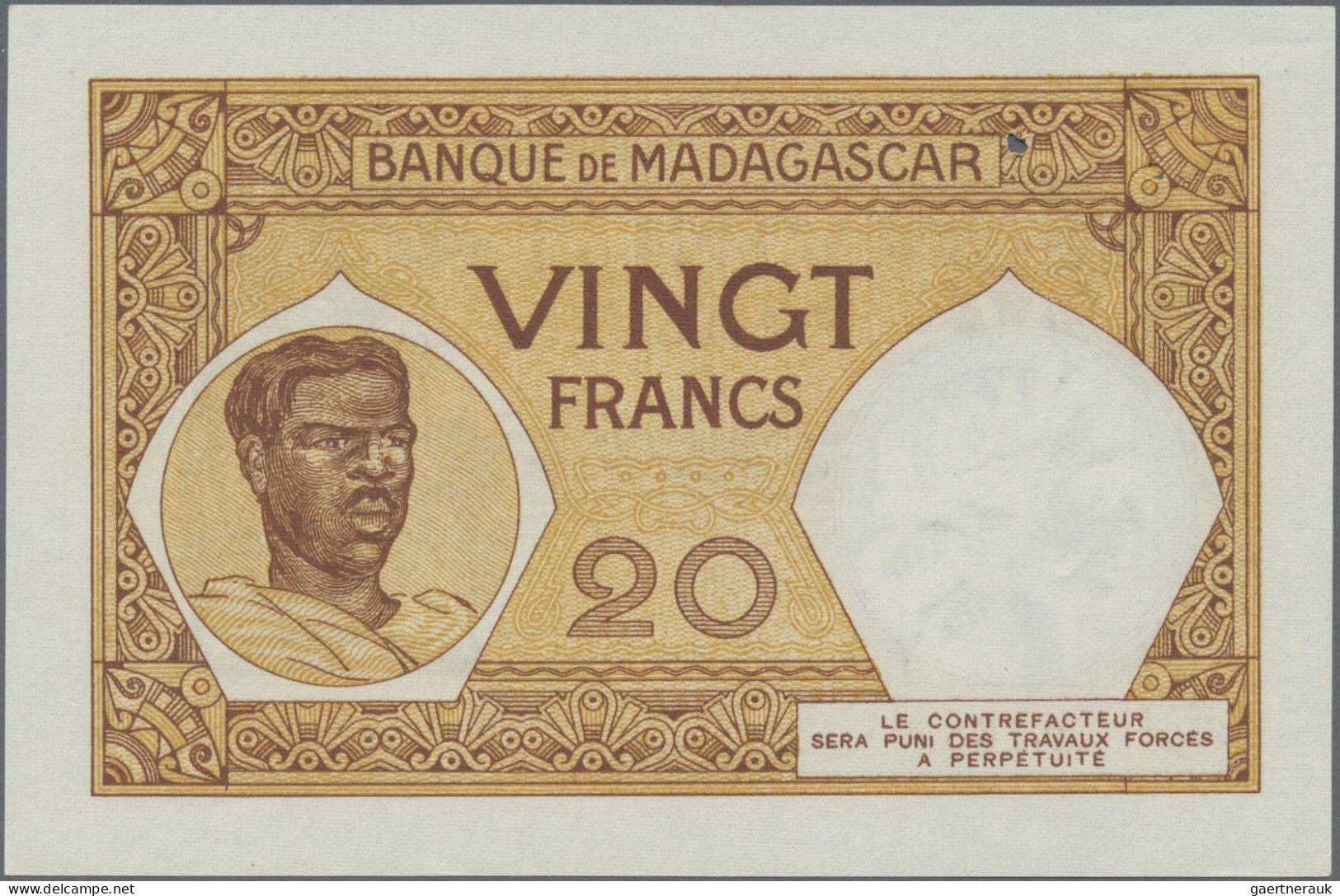 Madagascar: Banque de Madagascar, nice lot with 4 banknotes, series 1930-1942, w
