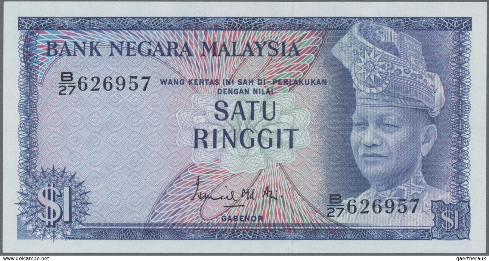 Malaysia: Bank Negara Malaysia, Lot With 6 Banknotes, 1967-1981 Series, With 1, - Maleisië