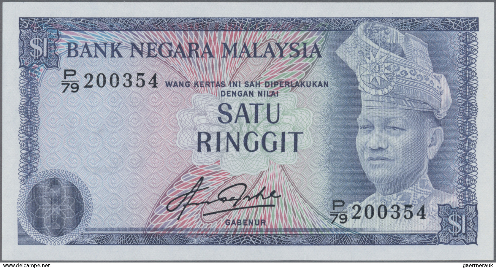 Malaysia: Bank Negara Malaysia, Lot With 6 Banknotes, 1967-1981 Series, With 1, - Maleisië