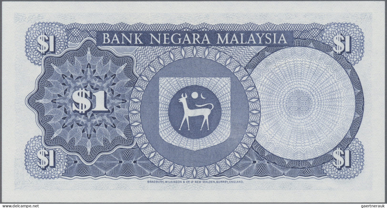 Malaysia: Bank Negara Malaysia, lot with 6 banknotes, 1967-1981 series, with 1,