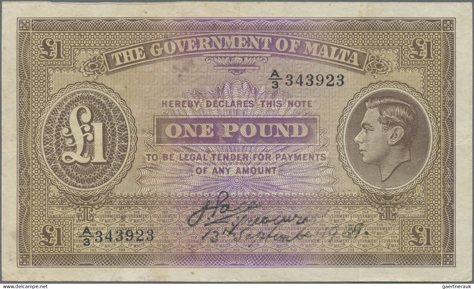 Malta: The Government Of Malta, Lot With 3 Banknotes, 1939 Series, With 2 Shilli - Malta