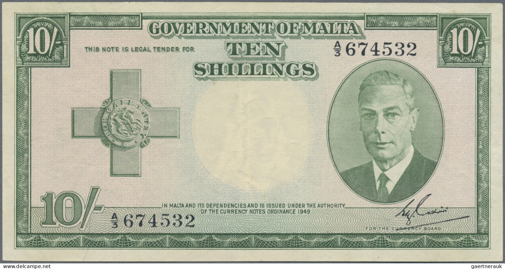 Malta: Government Of Malta, Lot With 3 Banknotes, Series L.1949 (ND 1951-54), Wi - Malta