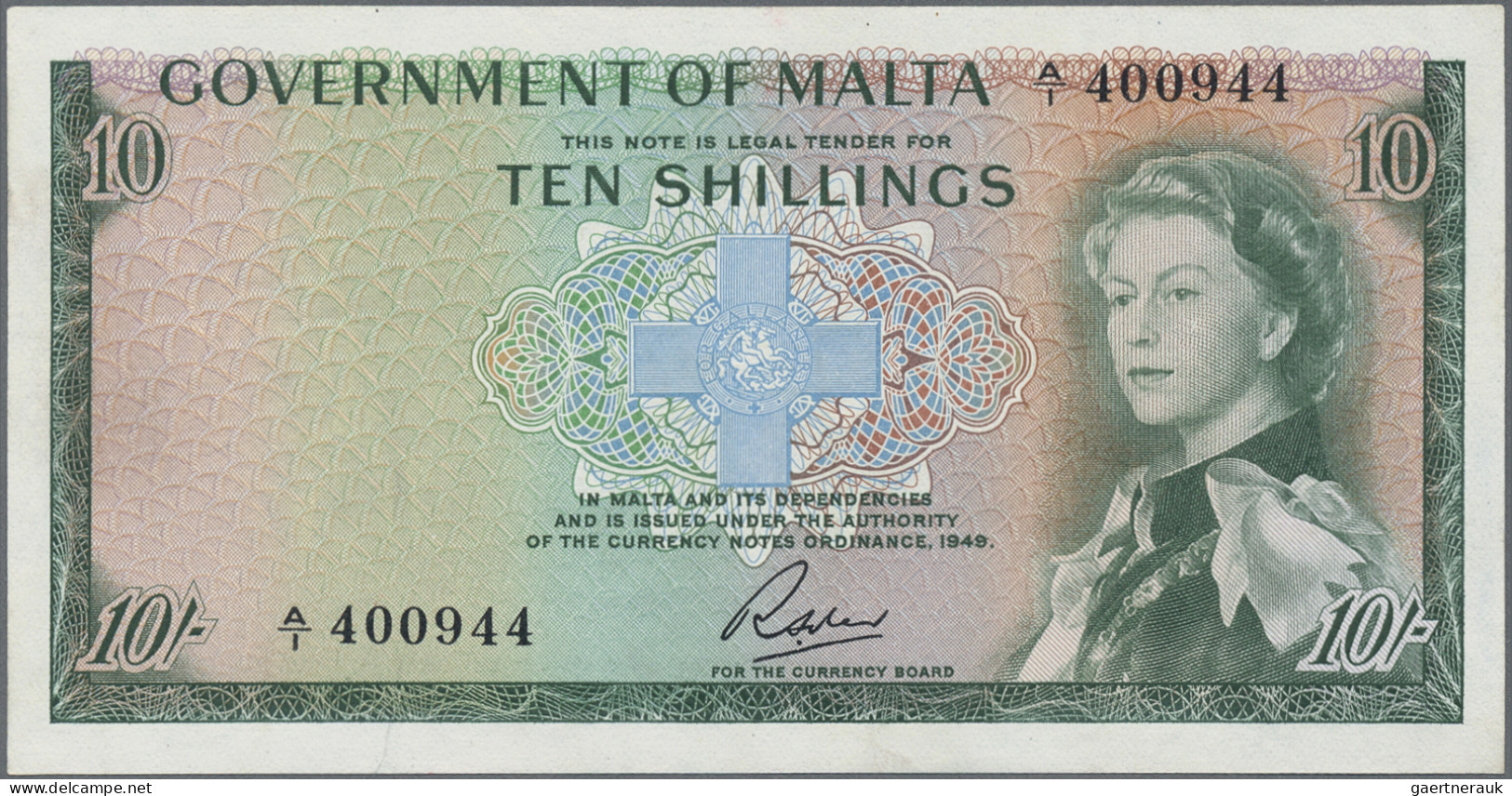 Malta: Government Of Malta, Lot With 3 Banknotes, Series L.1949 (ND 1963), With - Malte