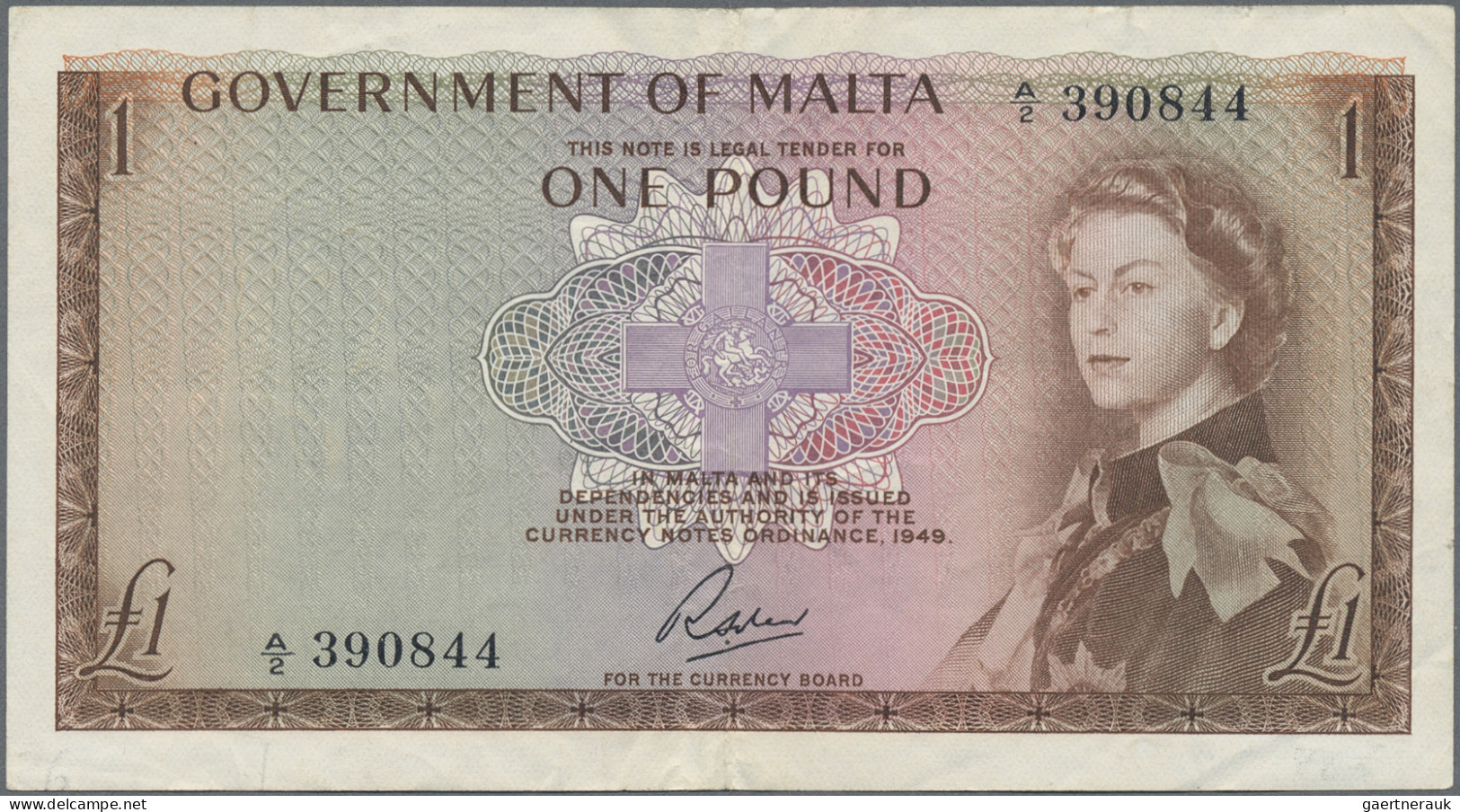 Malta: Government Of Malta, Lot With 3 Banknotes, Series L.1949 (ND 1963), With - Malta