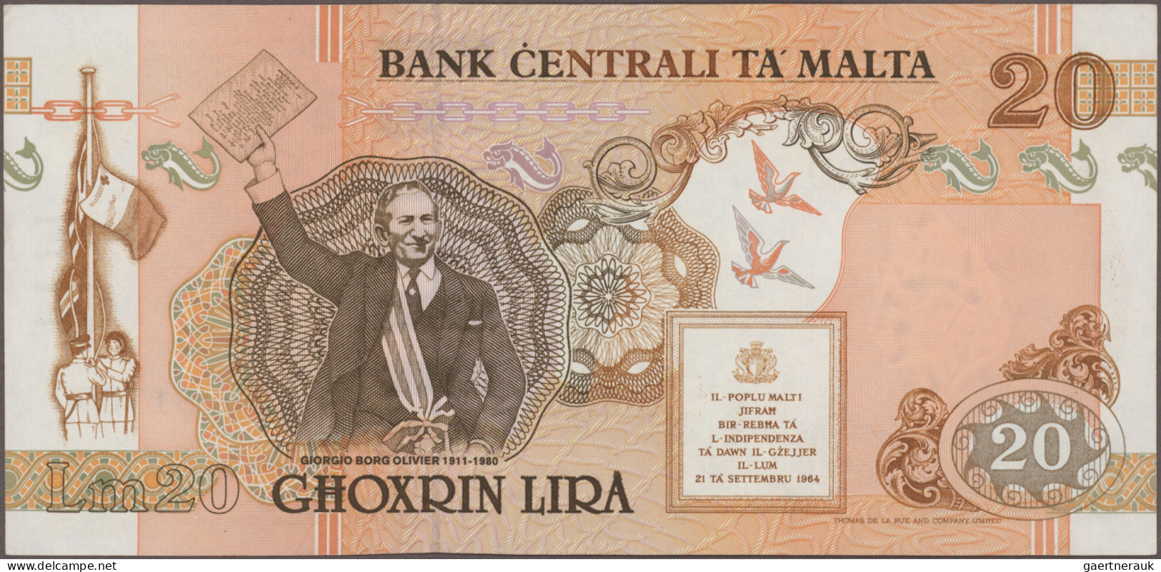 Malta: Central Bank Of Malta, Huge Lot With 11 Banknotes, Series 1973-2003, With - Malte