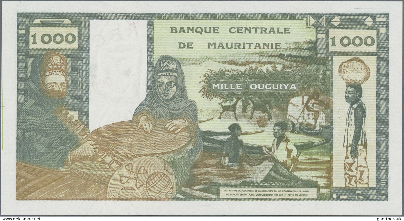 Mauritania: Banque Centrale De Mauritanie, 1.000 Ouguiya 1973 SPECIMEN, P.3s In - Mauritanie