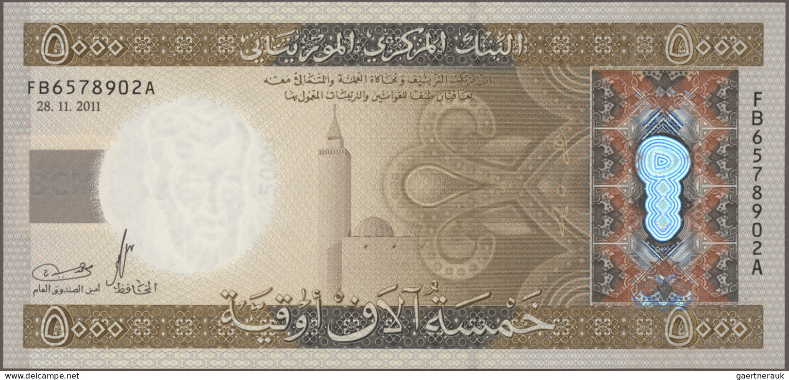 Mauritania: Banque Centrale De Mauritanie, Huge Lot With 14 Banknotes, 1985-2012 - Mauritanie