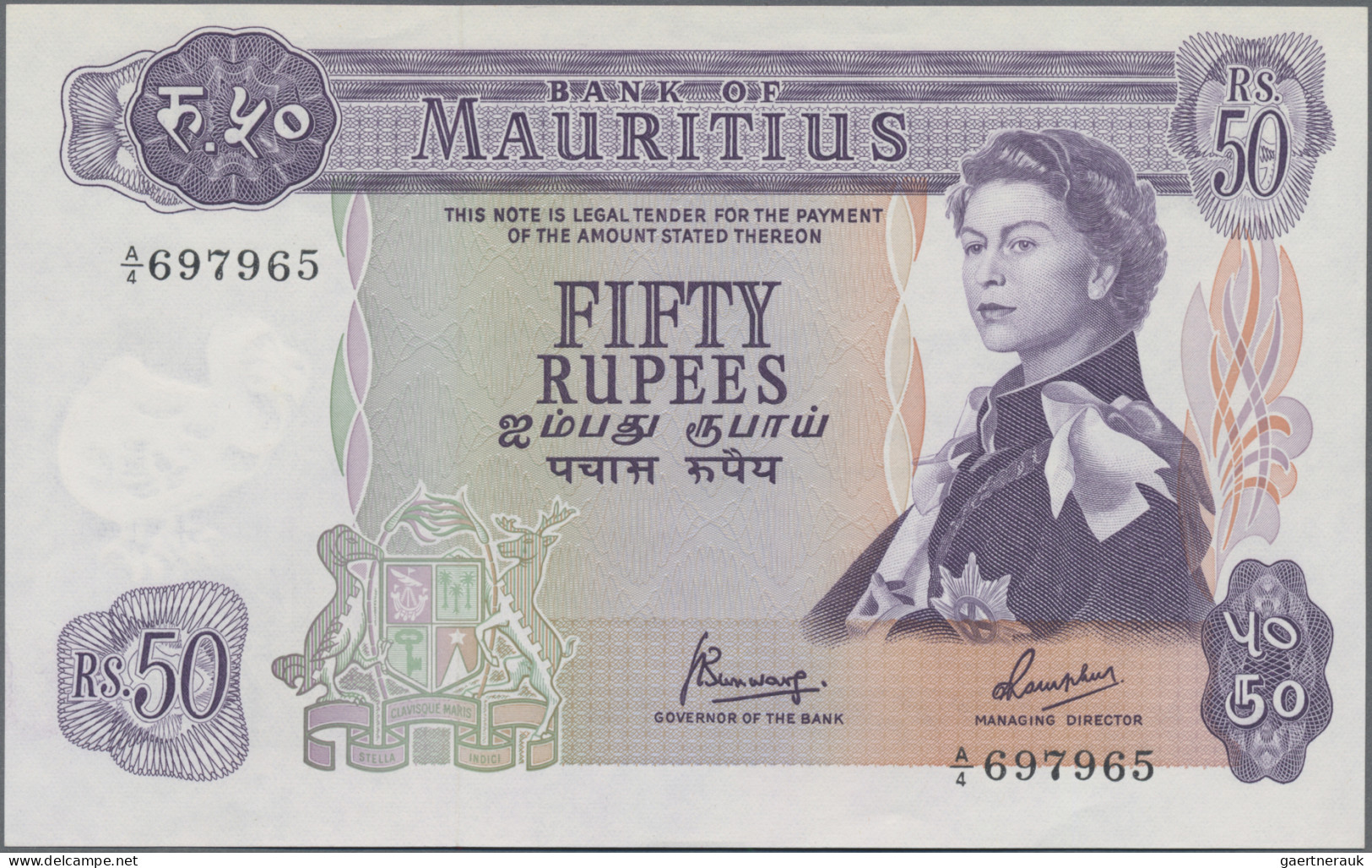 Mauritius: Bank Of Mauritius, Pair With 25 And 50 Rupees ND(1967), P.32b, 33c In - Maurice