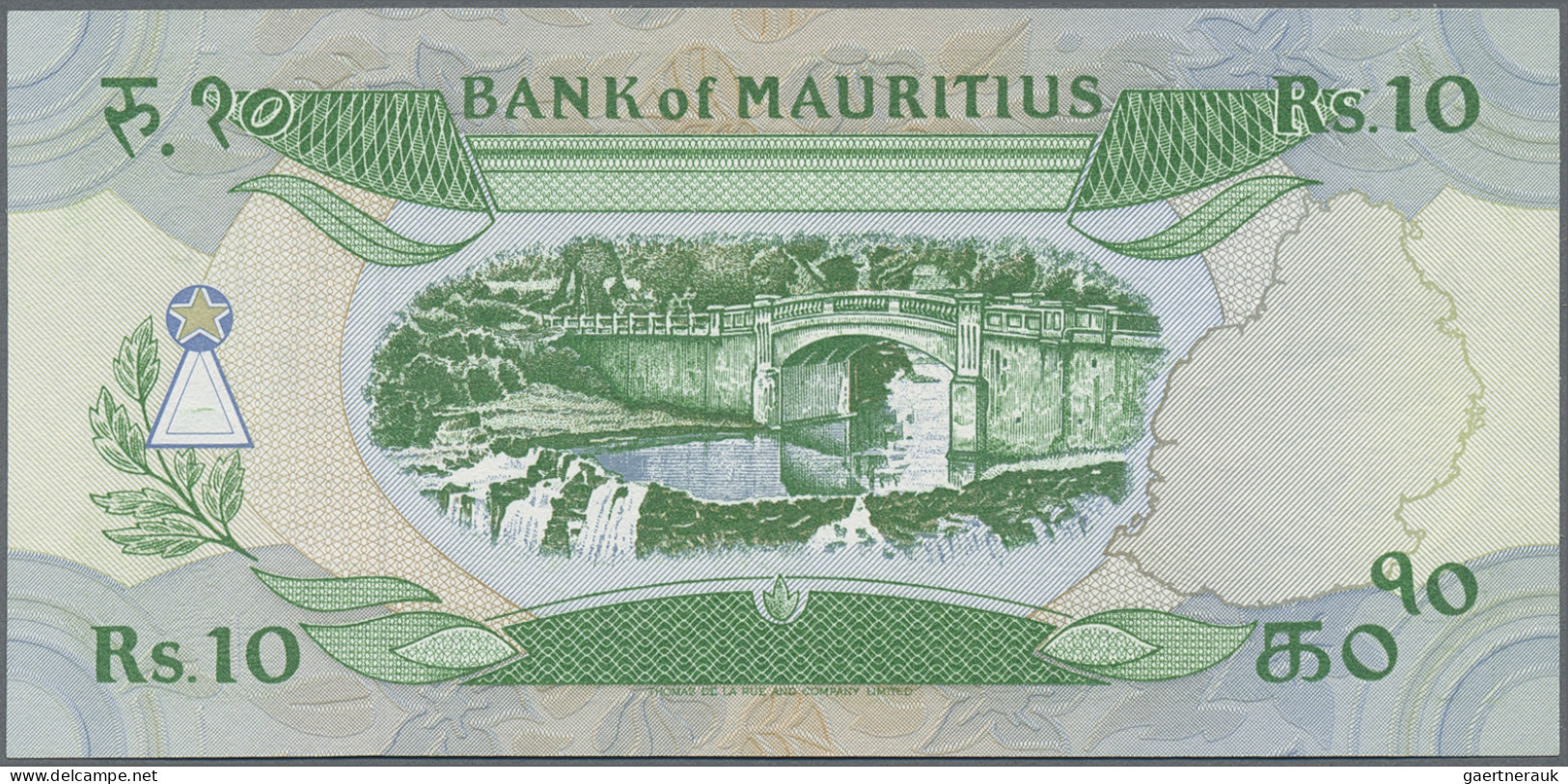 Mauritius: Bank Of Mauritius, Lot With 5 Banknotes, Series 1985/86, With 5 Rupee - Mauricio