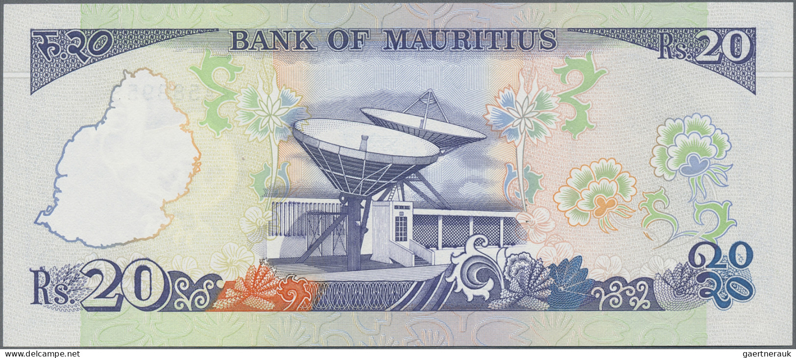 Mauritius: Bank of Mauritius, lot with 5 banknotes, series 1985/86, with 5 Rupee