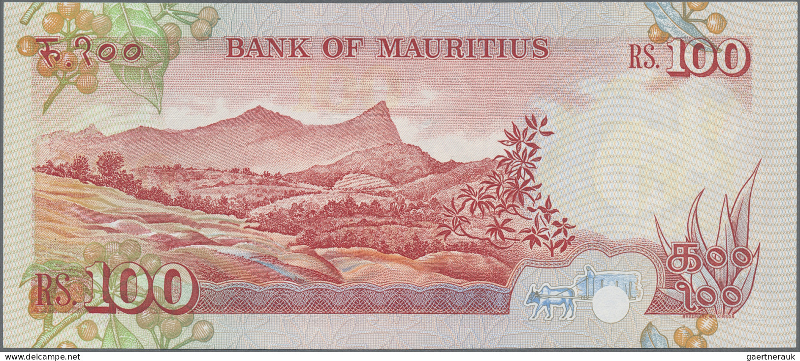 Mauritius: Bank of Mauritius, lot with 5 banknotes, series 1985/86, with 5 Rupee