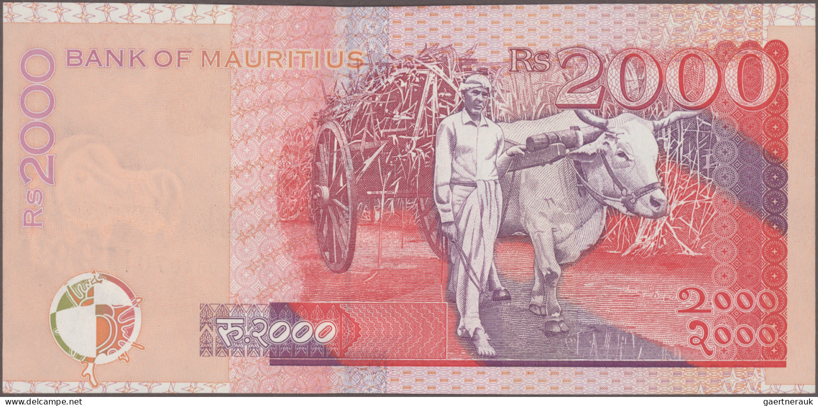 Mauritius: Bank Of Mauritius, Huge Lot With 11 Banknotes, Series 1998-2006, With - Maurice