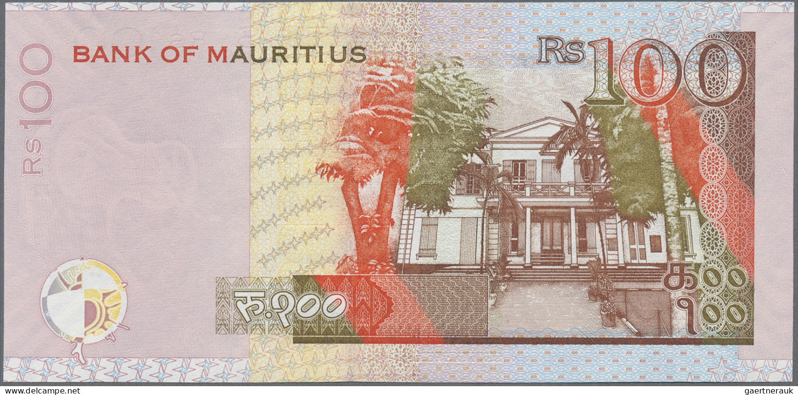 Mauritius: Bank Of Mauritius, Lot With 5 Banknotes, 2001 And 2007 Series, With 1 - Mauricio