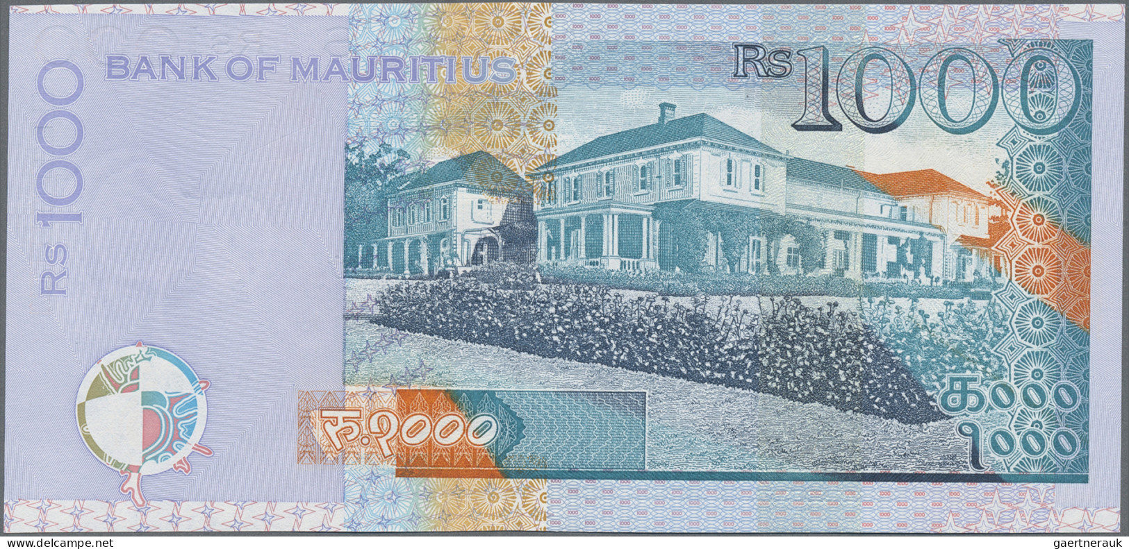 Mauritius: Bank of Mauritius, lot with 5 banknotes, 2001 and 2007 series, with 1