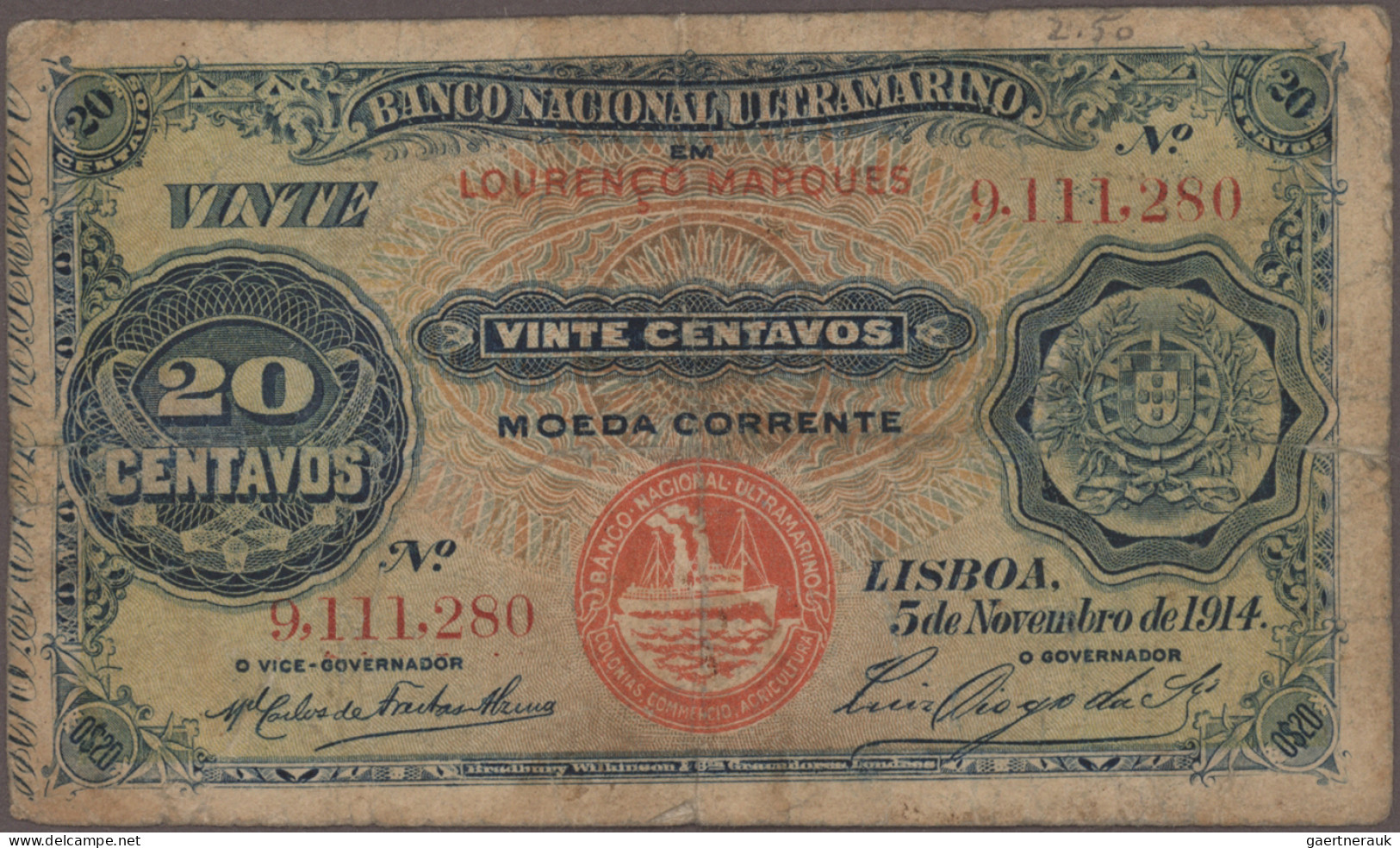 Mozambique: Banco Nacional Ultramarino, Lot With 12 Banknotes, Series 1914-1945, - Moçambique