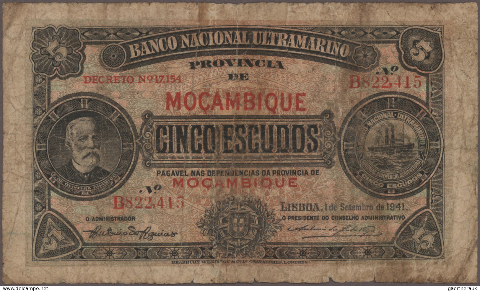 Mozambique: Banco Nacional Ultramarino, Lot With 12 Banknotes, Series 1914-1945, - Moçambique