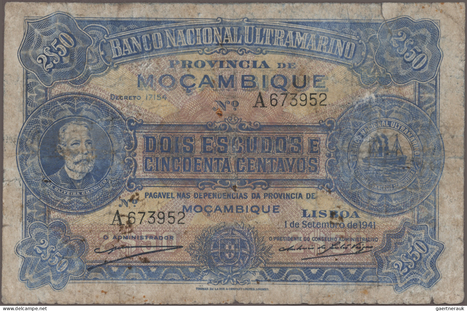 Mozambique: Banco Nacional Ultramarino, lot with 12 banknotes, series 1914-1945,