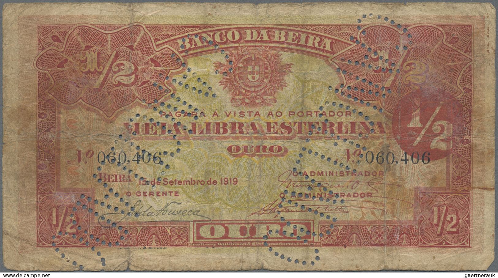 Mozambique: Companhía De Moçambique, Lot With 4 Banknotes, 1919-1933 Series, Wit - Moçambique