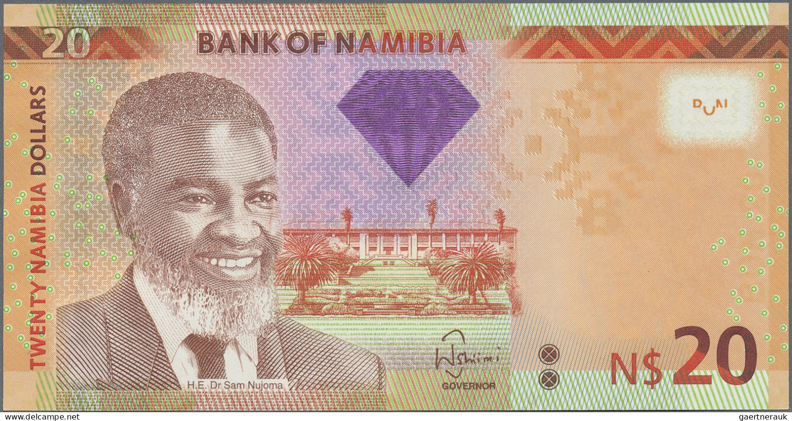 Namibia: Bank Of Namibia, Lot With 5 Banknotes, 2012 Series, With 10, 20, 50, 10 - Namibie