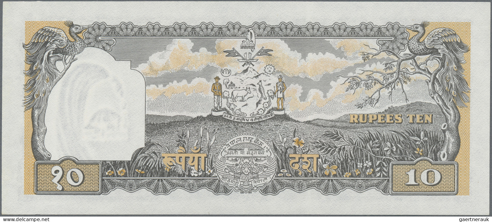 Nepal: Nepal Rastra Bank, lot with 1 and 5 Mohru 1960 and 5, 10 and 100 Rupees 1