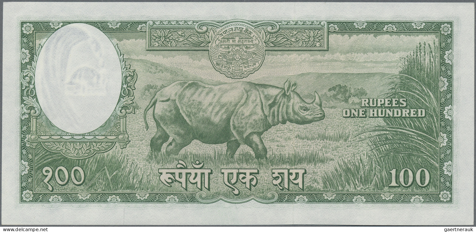 Nepal: Nepal Rastra Bank, lot with 1 and 5 Mohru 1960 and 5, 10 and 100 Rupees 1