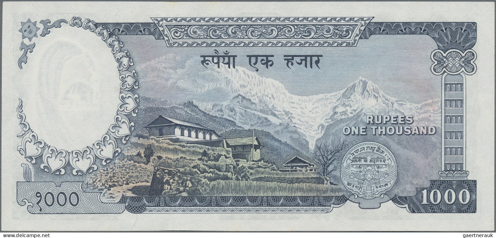 Nepal: Nepal Rastra Bank, Lot With 1, 5 And 1.000 Rupees 1972, P.16, 17 And 21 I - Nepal