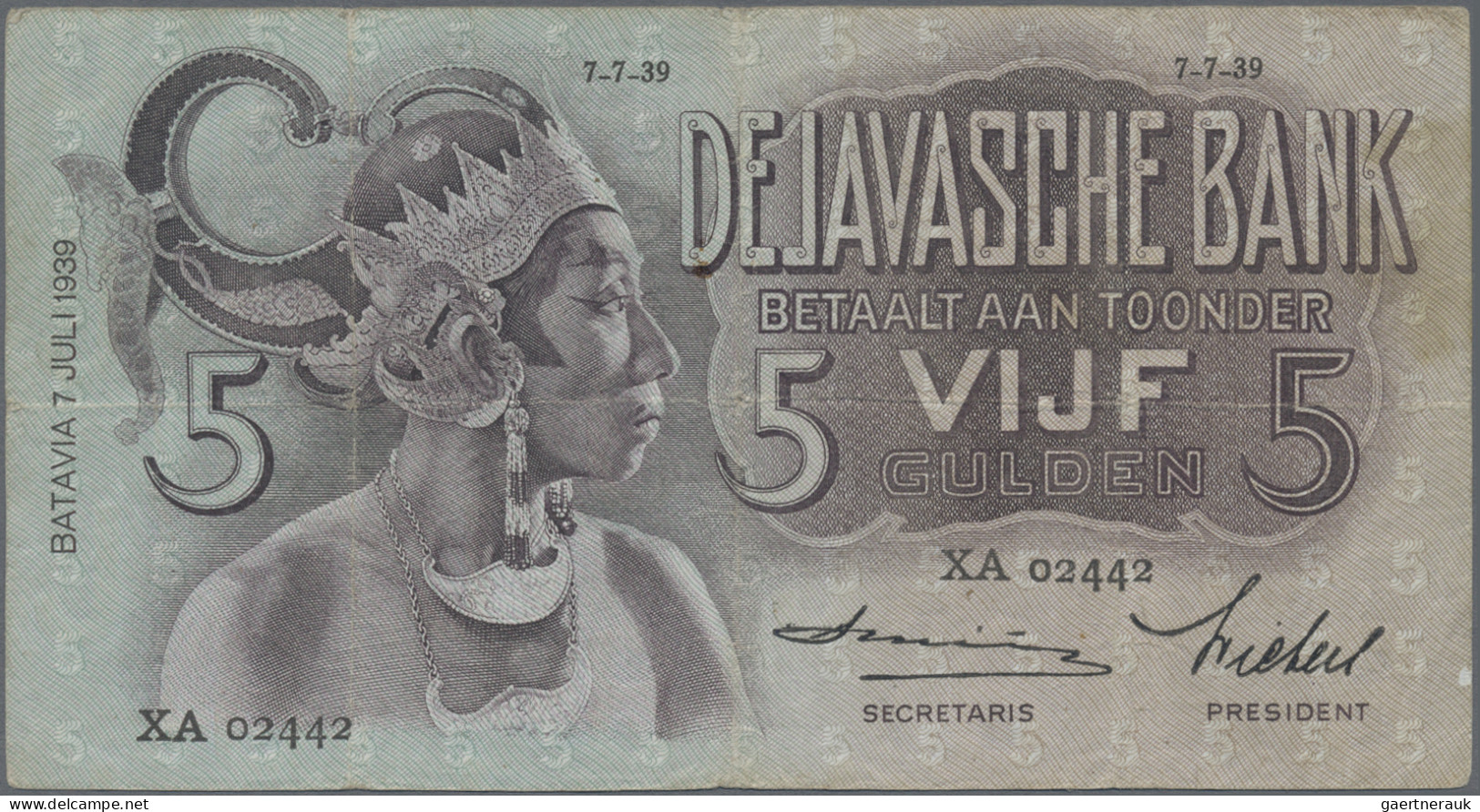 Netherlands Indies: De Javasche Bank, Set With 5 Banknotes, Series 1930-1939, Co - Indes Néerlandaises