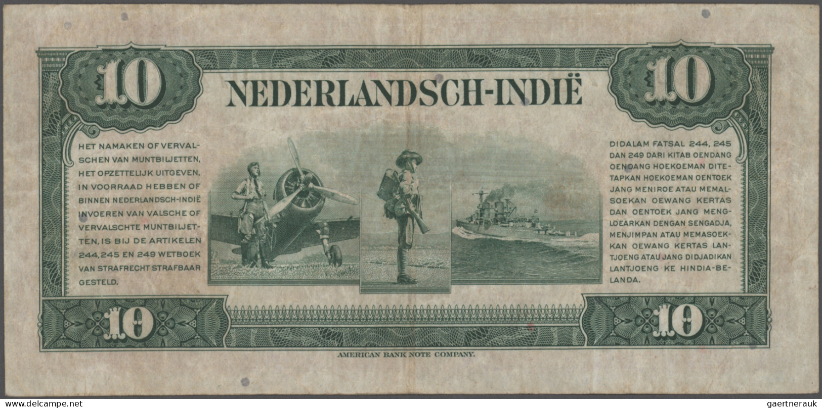 Netherlands Indies: Ministry of Finance and Javasche Bank, lot with 6 banknotes,