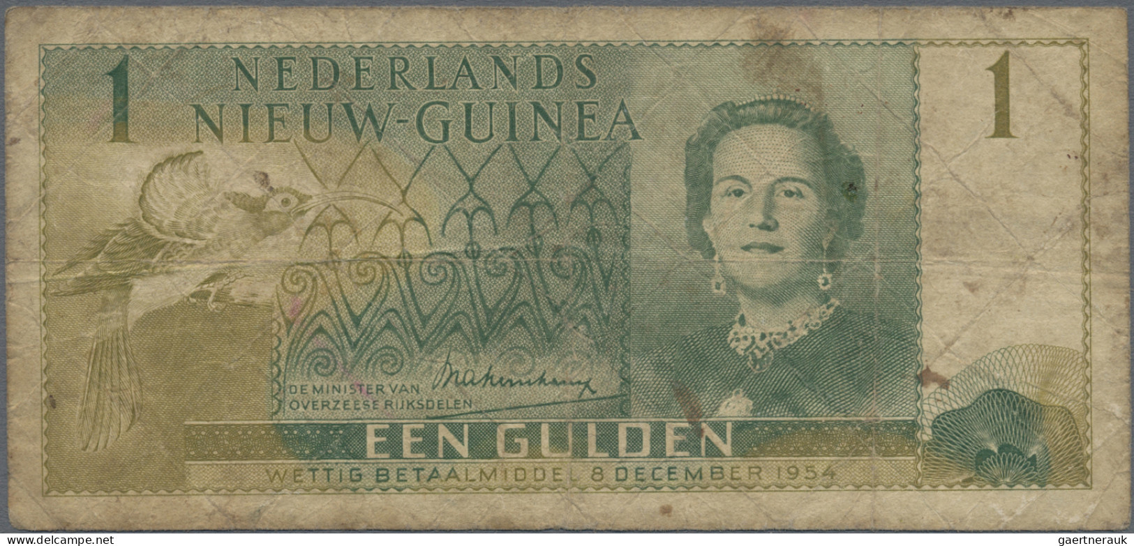 Netherlands New Guinea: Nederlands Nieuw-Guinea, 1 Gulden 1954, P.11, Toned Pape - Papua Nueva Guinea