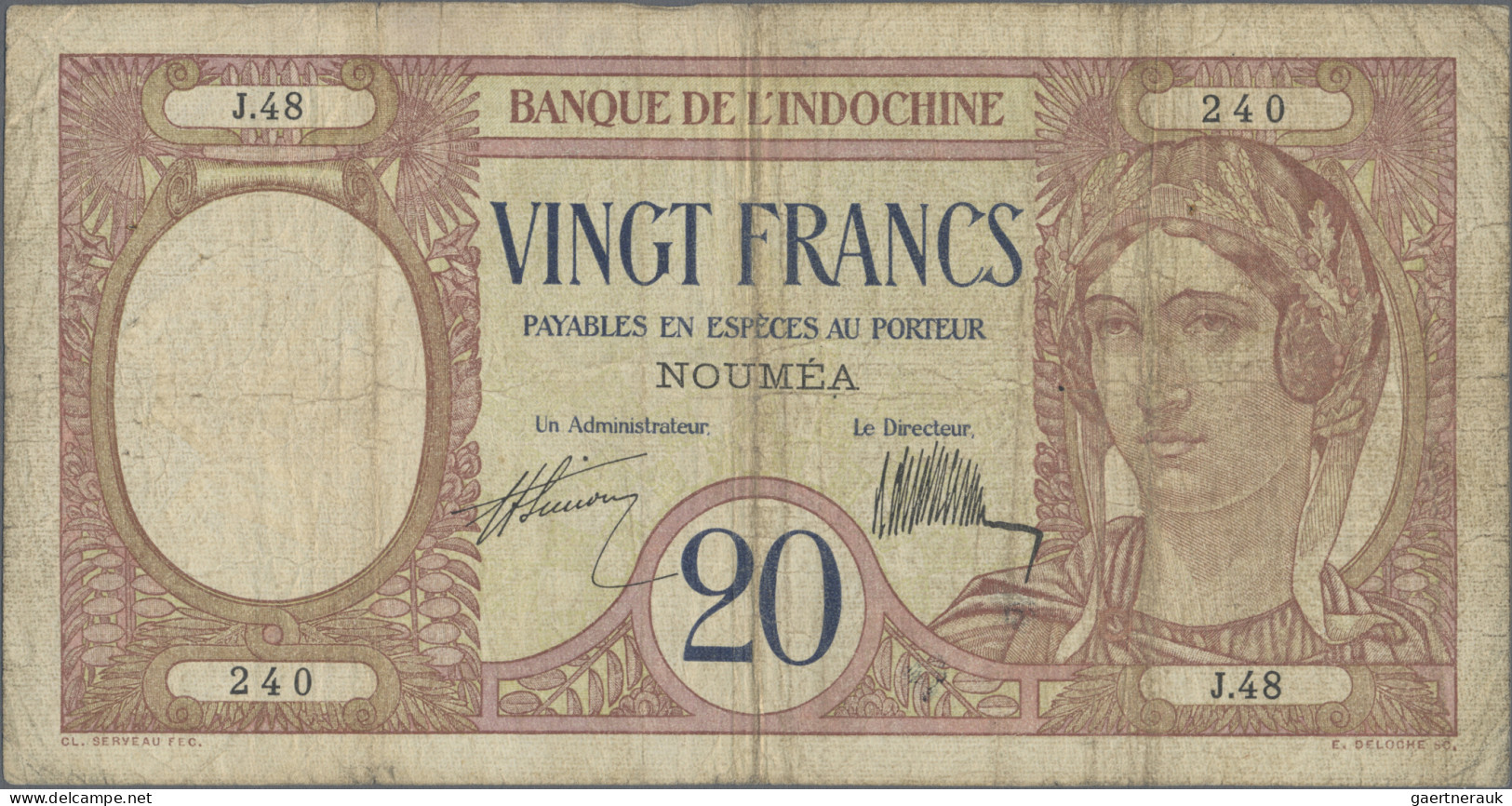 New Caledonia: Banque De L'Indochine – NOUMEA, Lot With 5 Francs ND(1926) (P.36, - Numea (Nueva Caledonia 1873-1985)