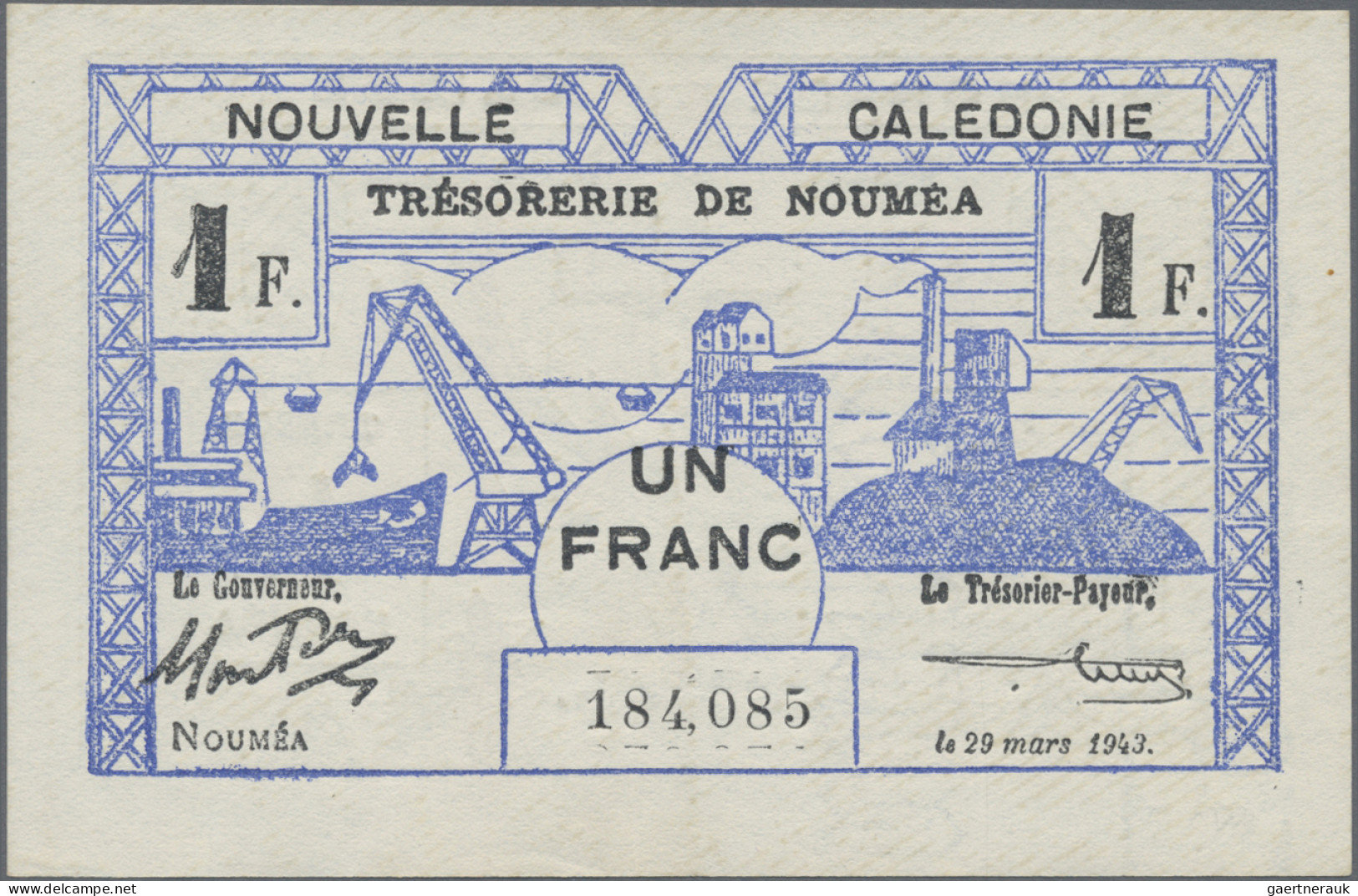 New Caledonia: Trésorerie De Nouméa, Lot With 6 Banknotes WW II Emergency Issues - Nouvelle-Calédonie 1873-1985