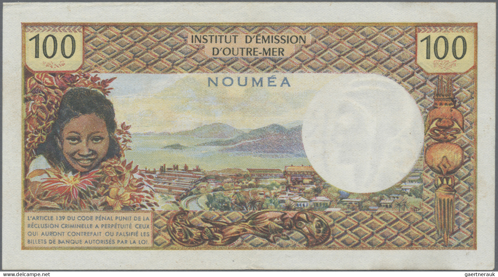 New Caledonia: Institut D'Émission D'Outre-Mer – NOUMEA, Pair With 100 Francs ND - Nouvelle-Calédonie 1873-1985